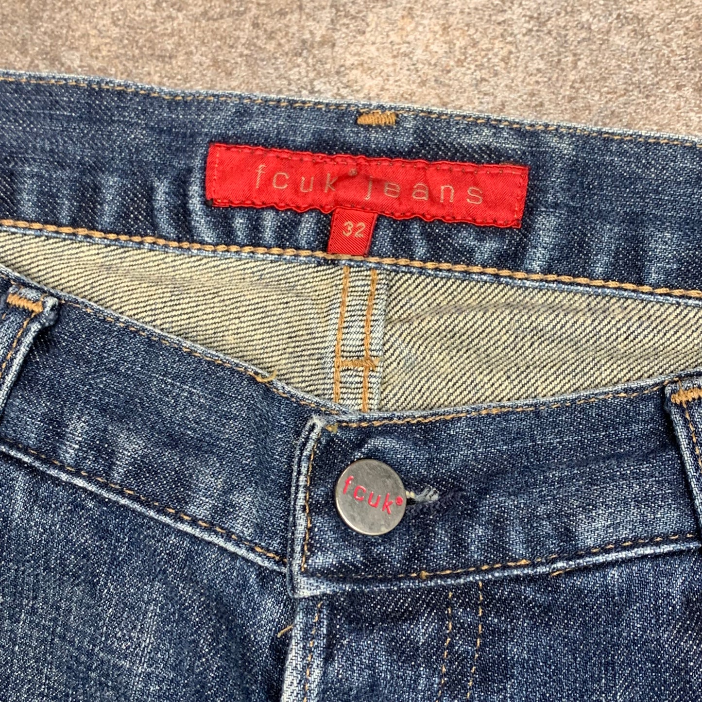 FCUK 00s navy embroidered jeans