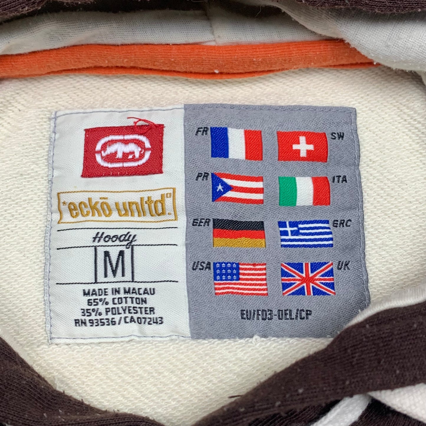 Ecko Unltd. 00s cream brown graphic hoodie