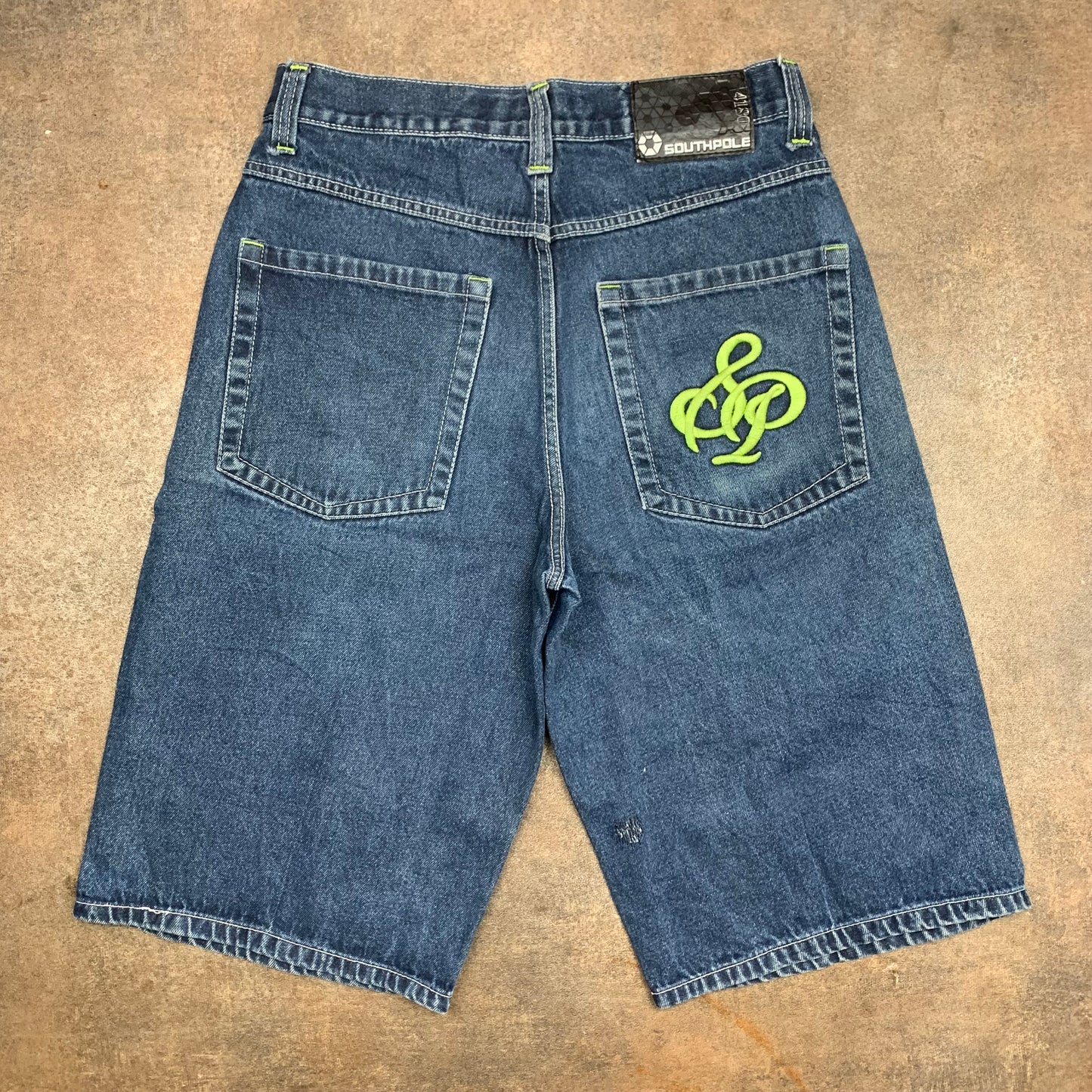 Southpole 00s navy baggy graphic jorts