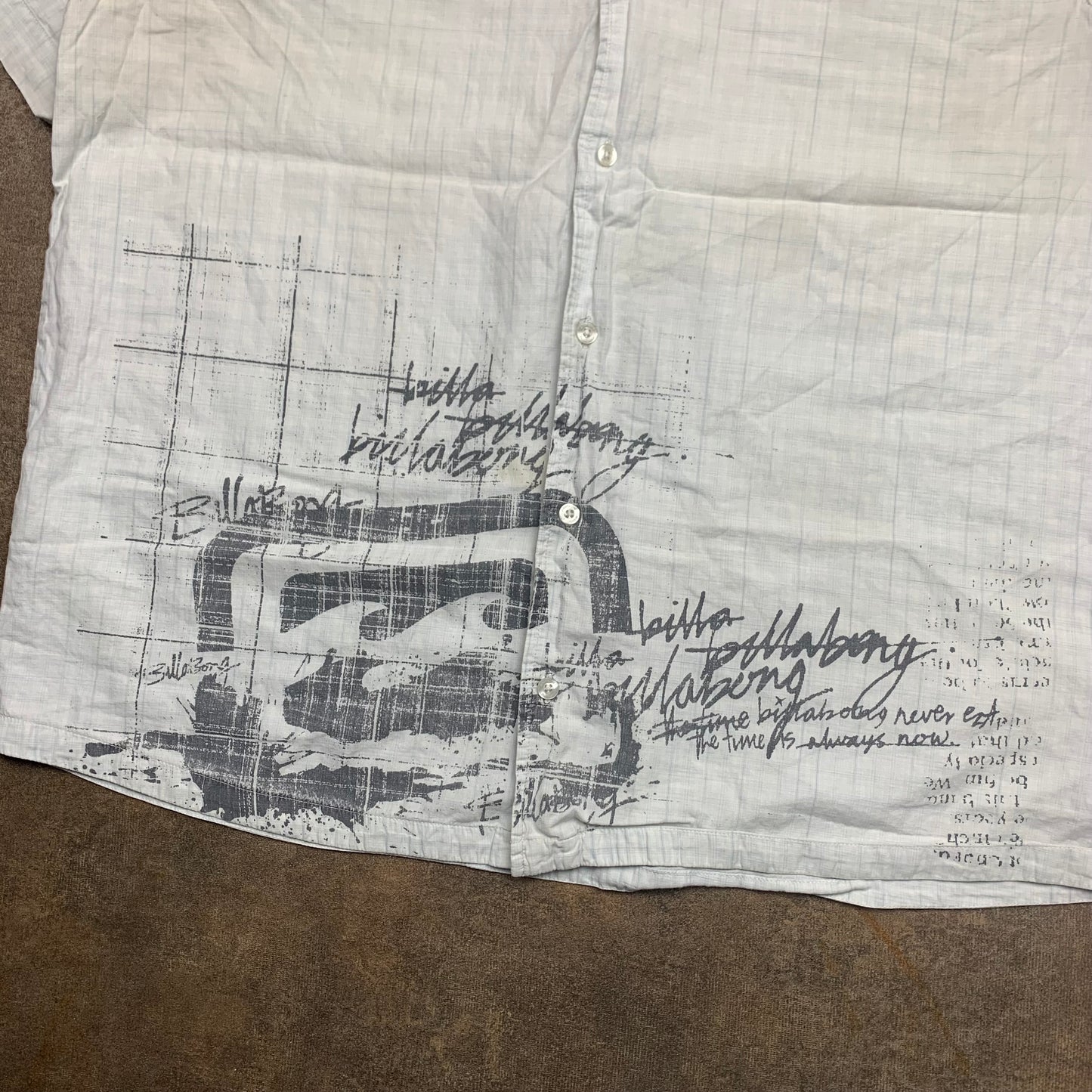 Billabong 00s white graphic button shirt