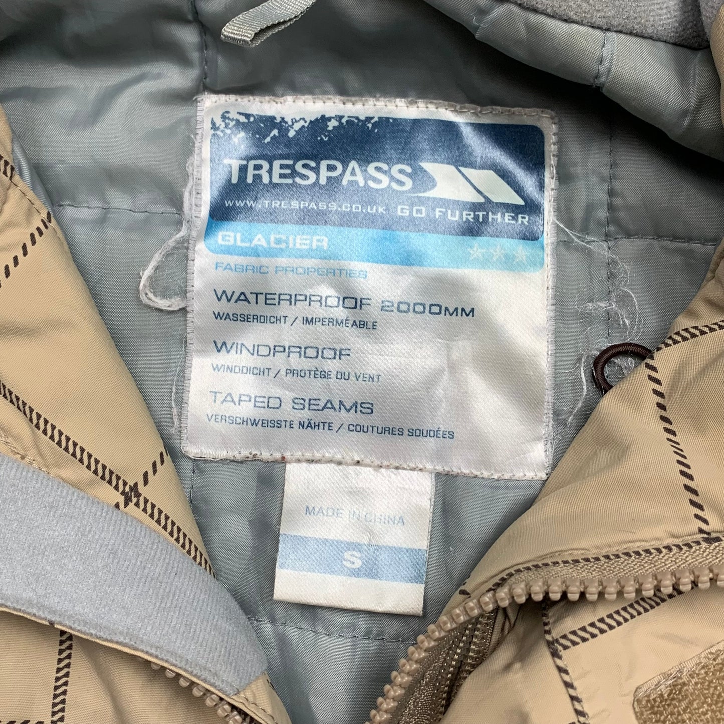 Trespass 00s plaid cream beige ski jacket