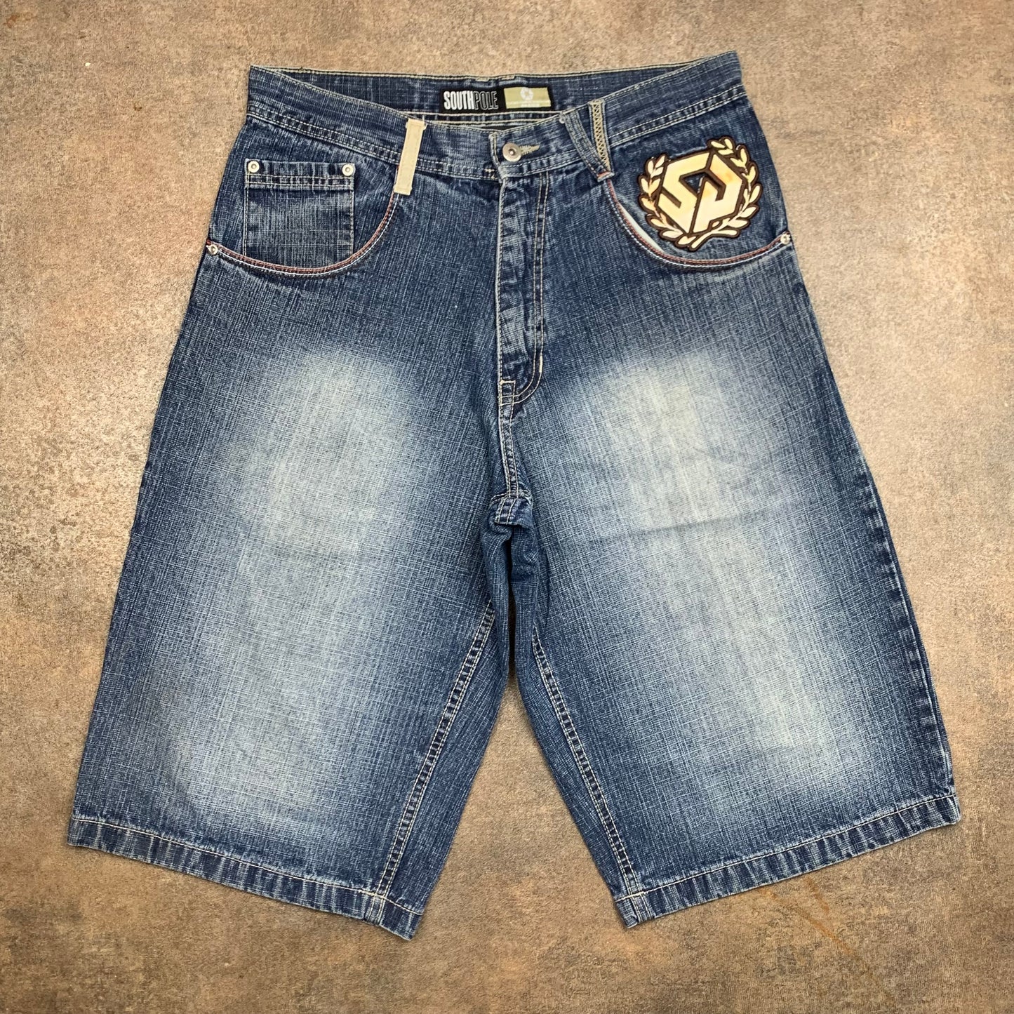 Southpole 00s navy graphic baggy jorts