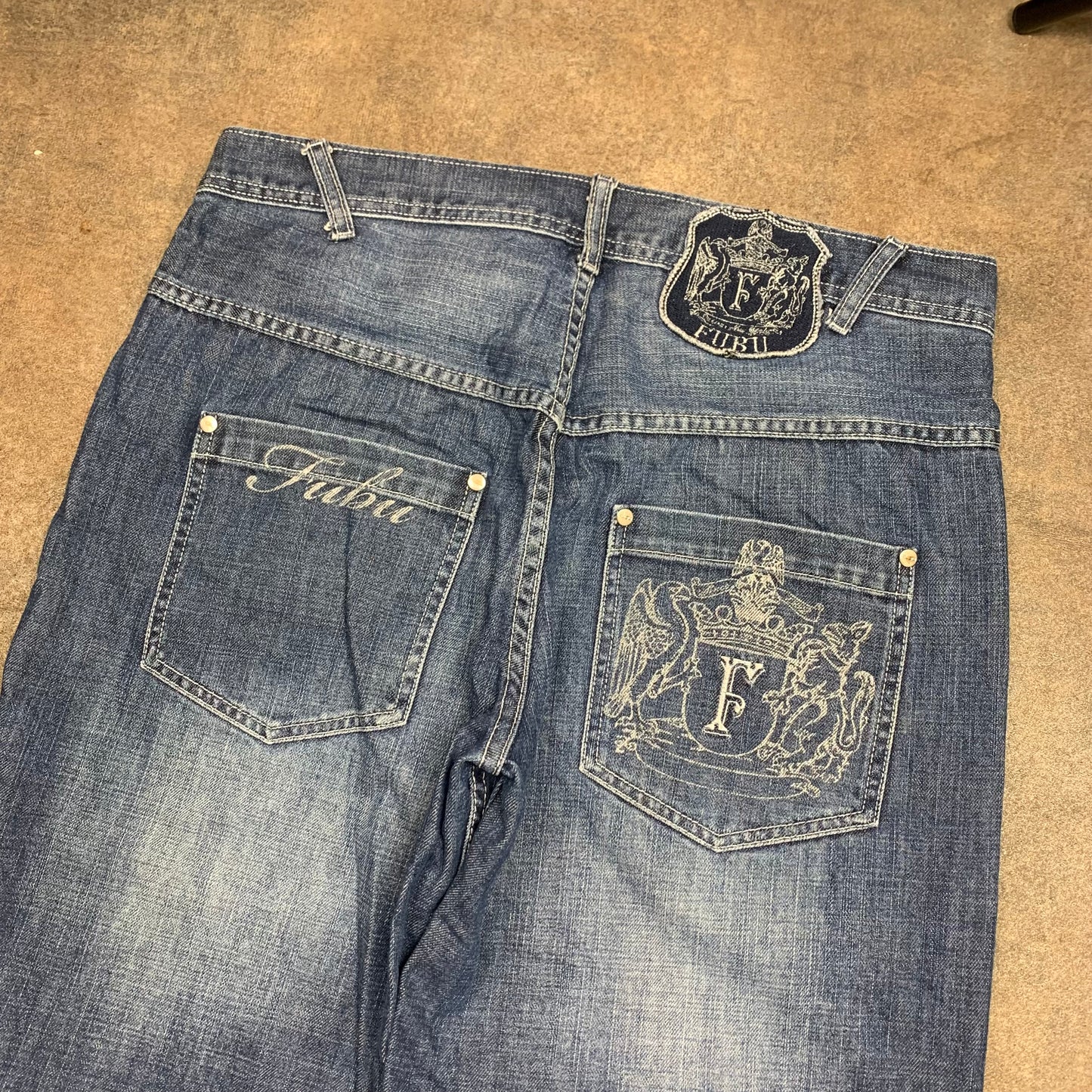 FUBU 90s navy baggy graphic jeans