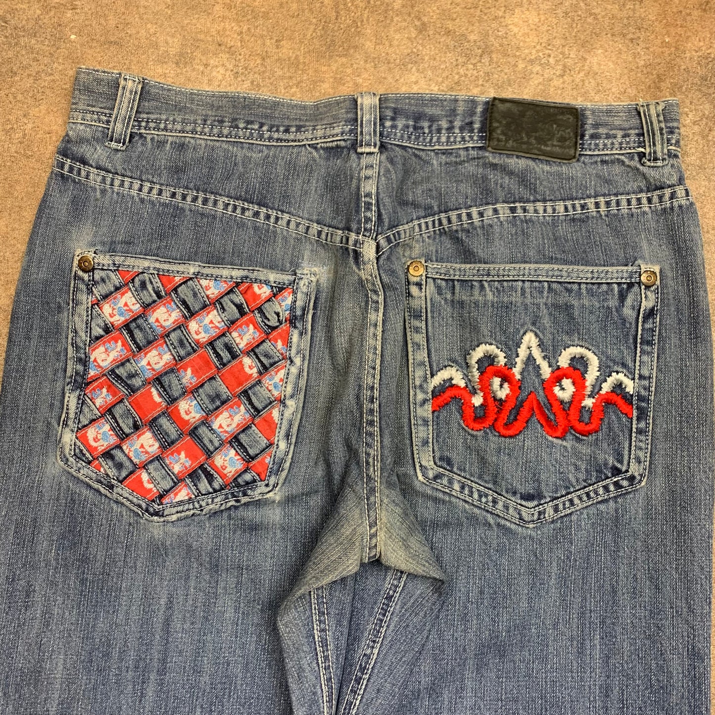 Raw Blue 00s blue baggy graphic denim jeans