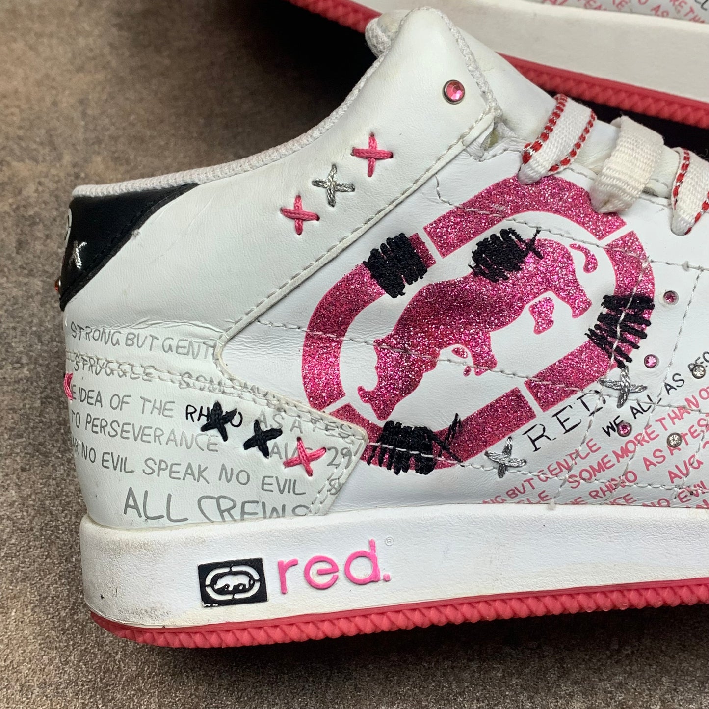 Ecko Red 00s white pink scene trainers
