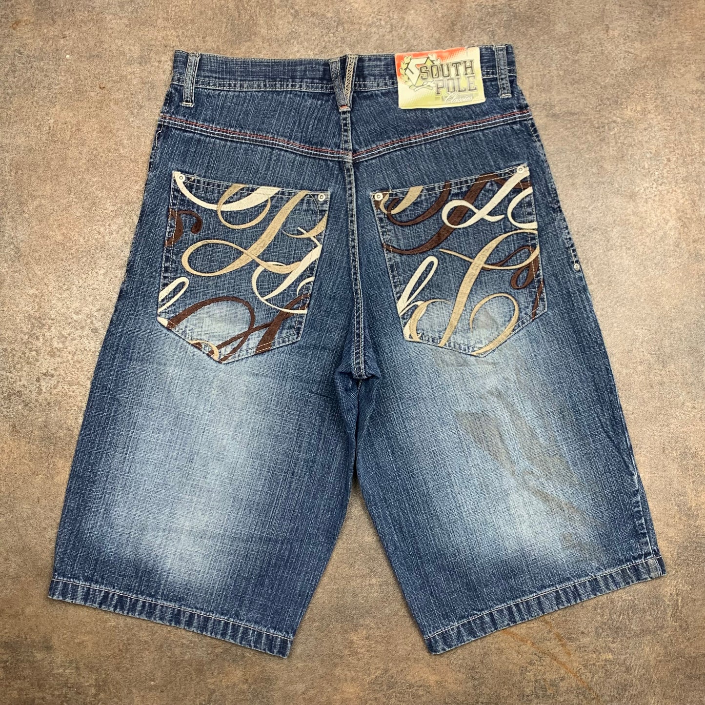 Southpole 00s navy graphic baggy jorts