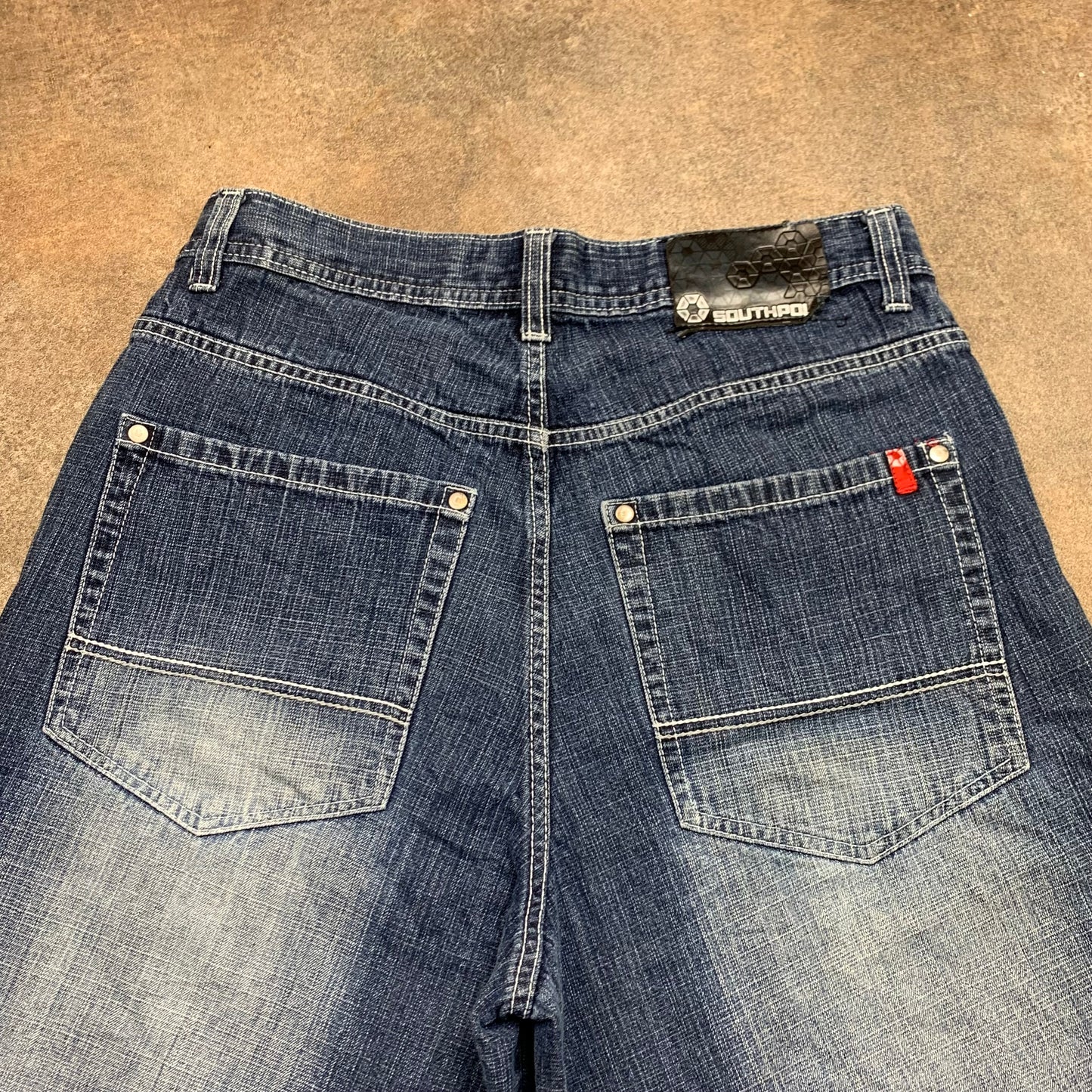 Southpole 00s navy baggy red tab jorts