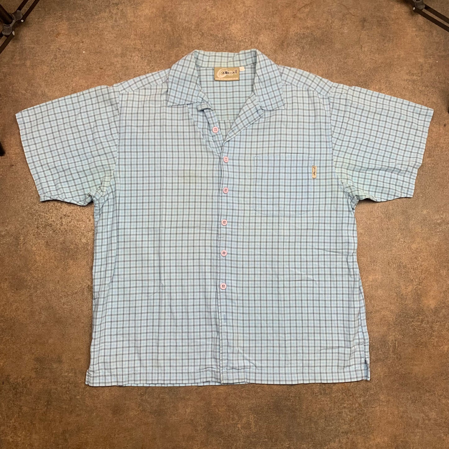 Animal 90s plaid button collar shirt