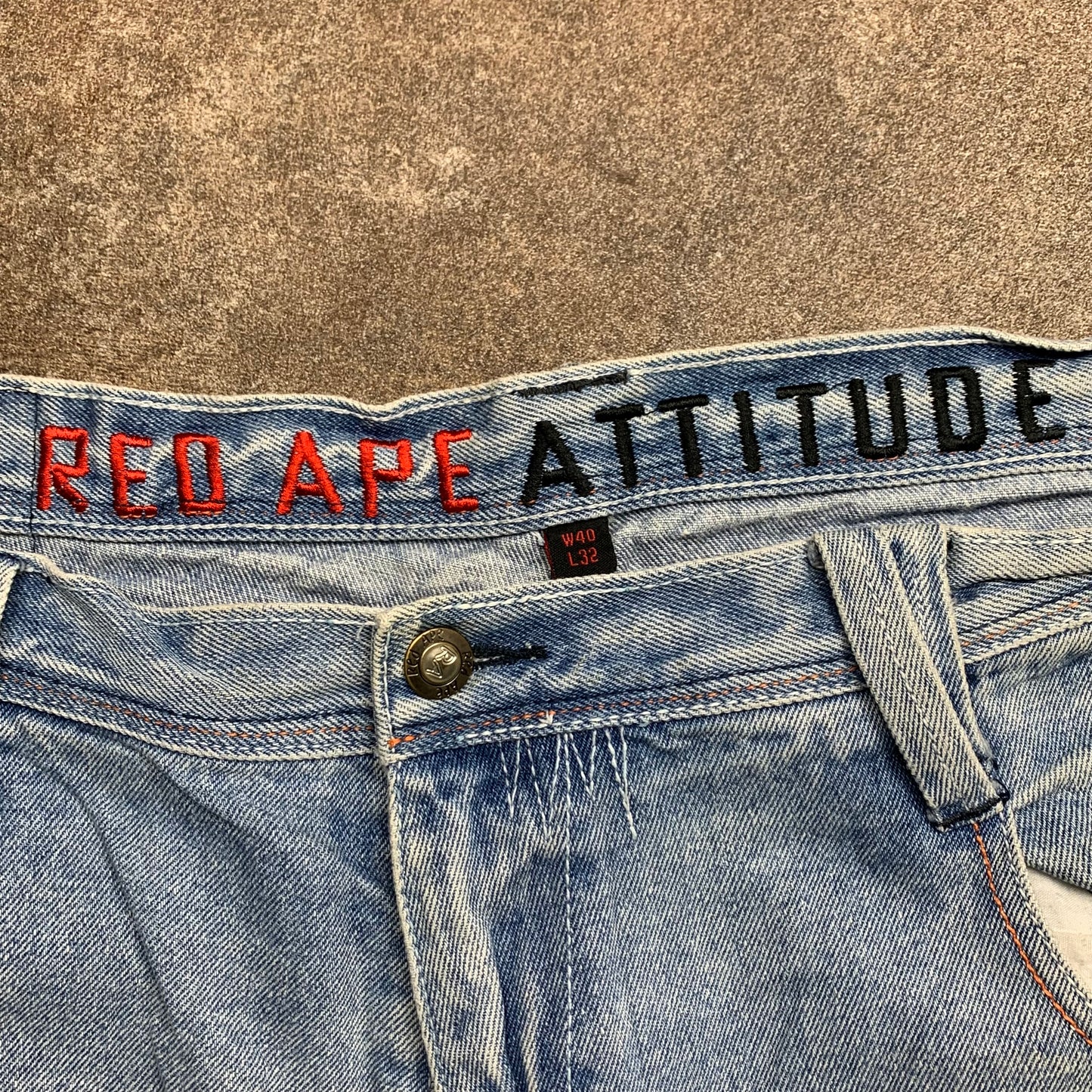 Red Ape 00s baggy embroidered jeans