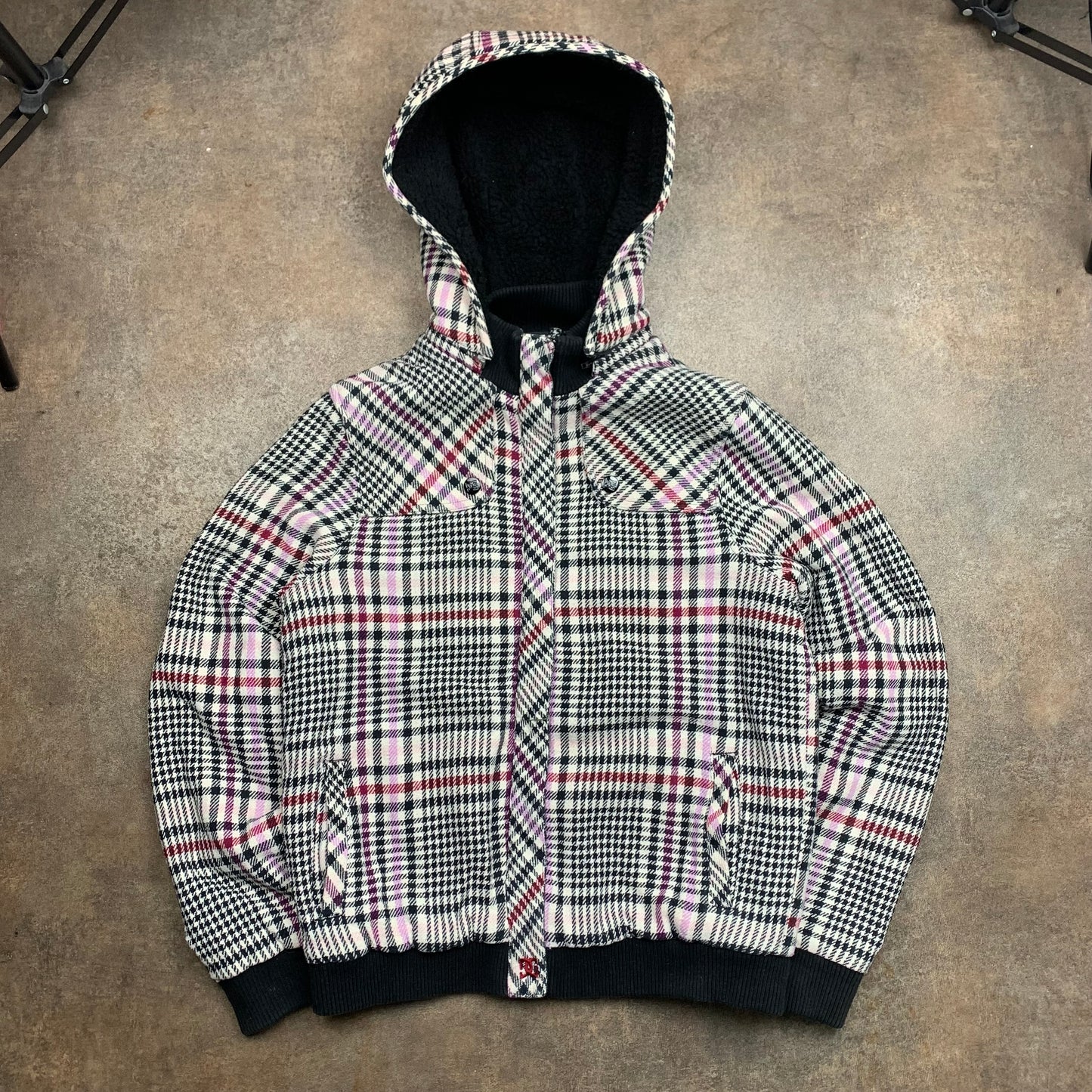DC Shoes 00s plaid graphic zip hoodie