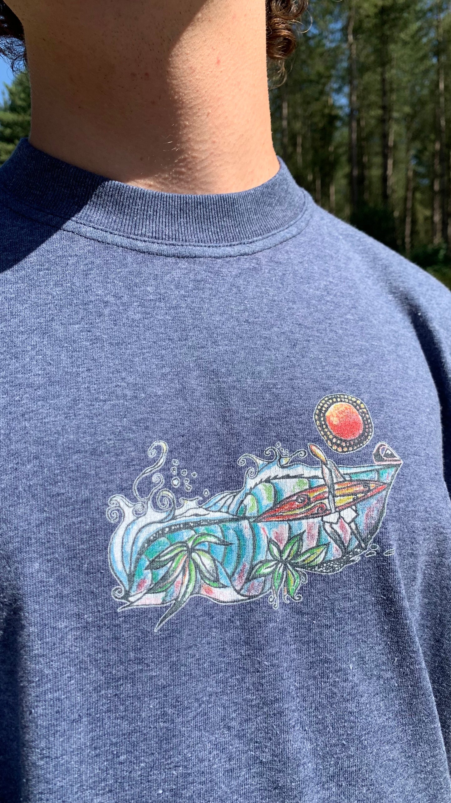Quiksilver 90s navy-blue graphic boxy tee