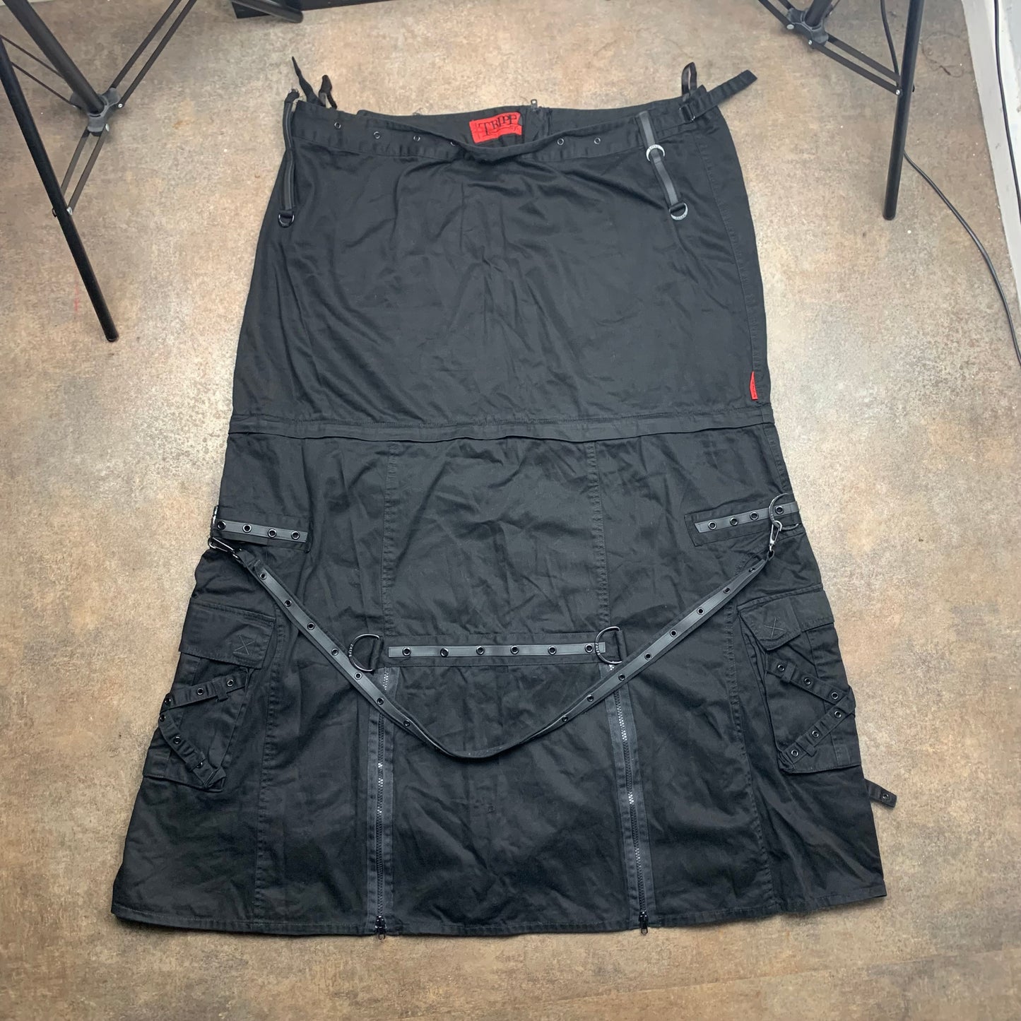 Tripp NYC 00s black grunge goth maxi short skirt