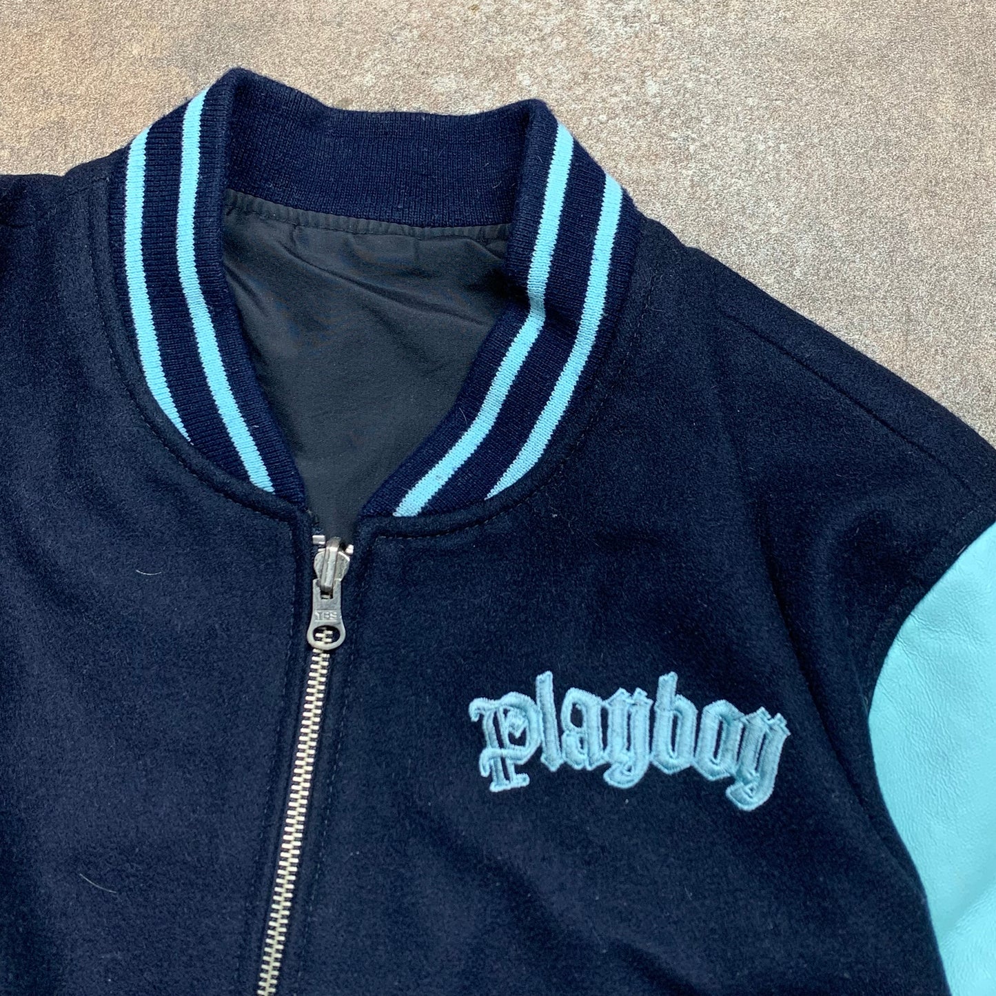 Playboy 00s reversible black blue cropped jacket