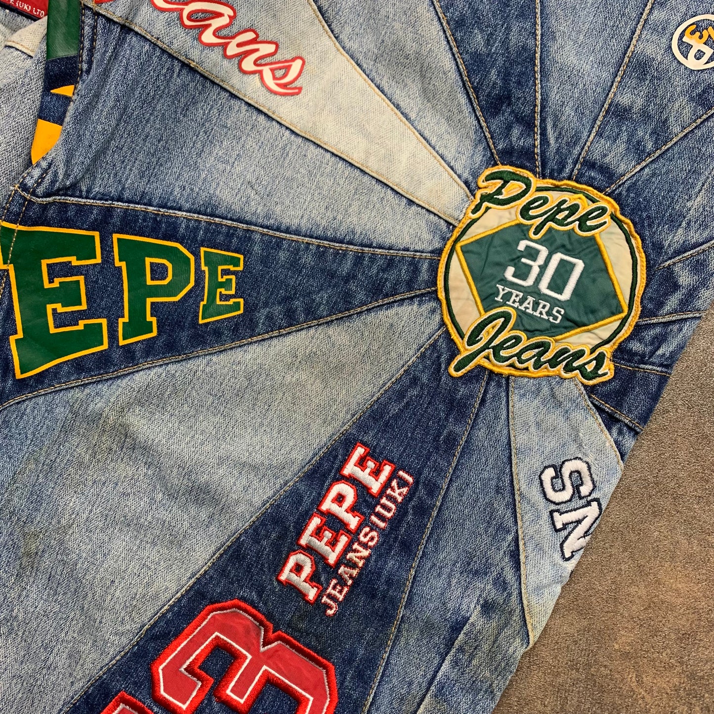 Pepe Jeans 00s graphic cut and sew baggy jeans