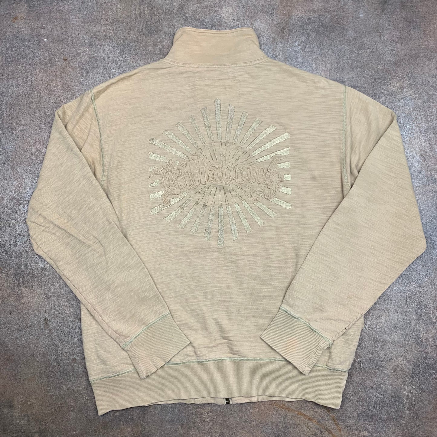 Billabong 00s graphic cream beige zip jumper
