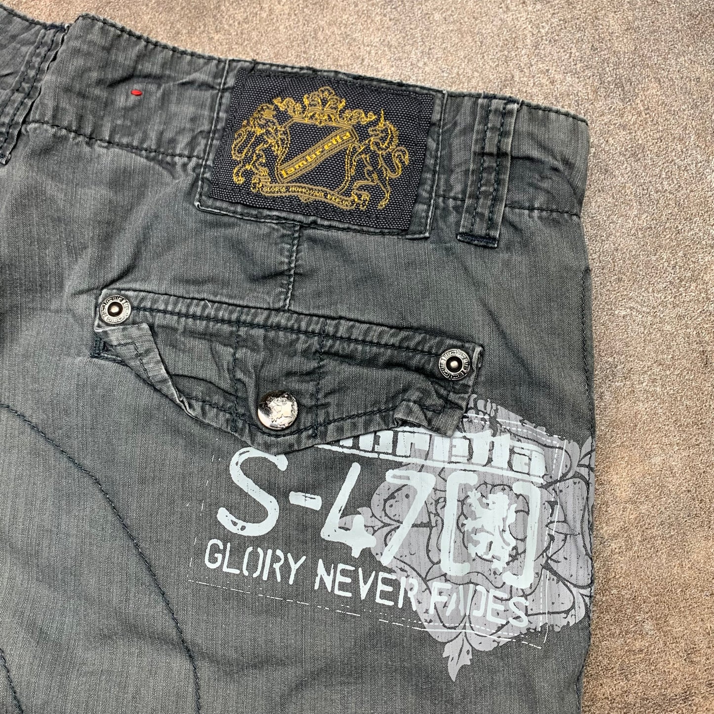 Lambretta 90s grey baggy cargo 3/4 jeans