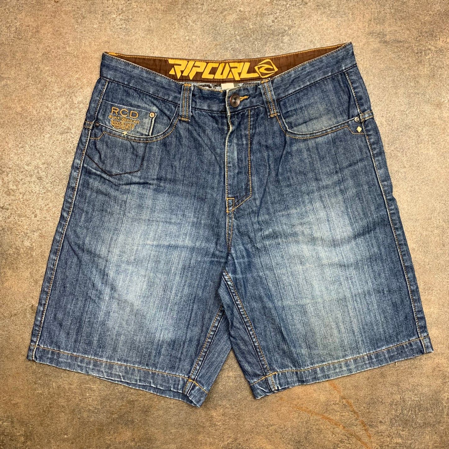 Rip Curl 00s navy baggy graphic denim shorts