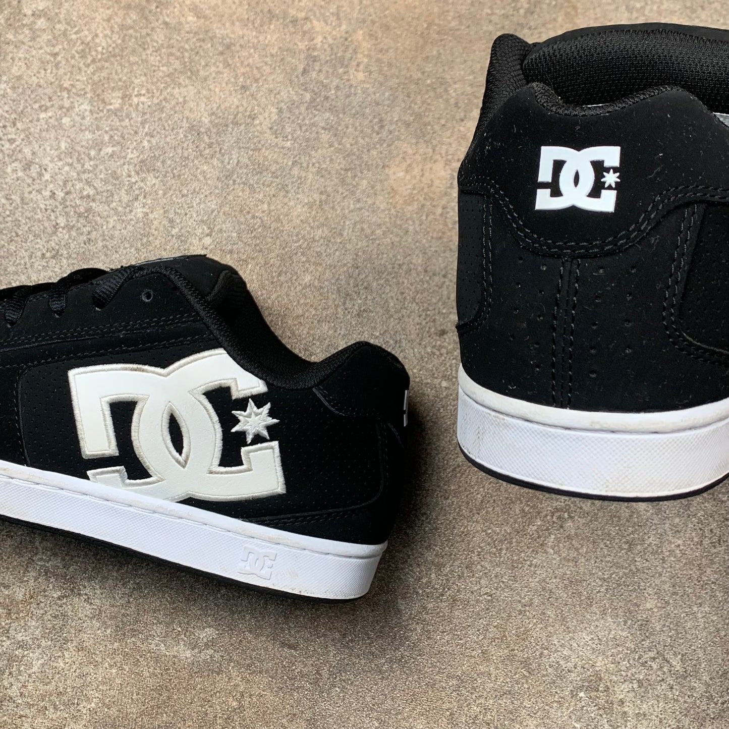 DC Shoes black white grunge trainers