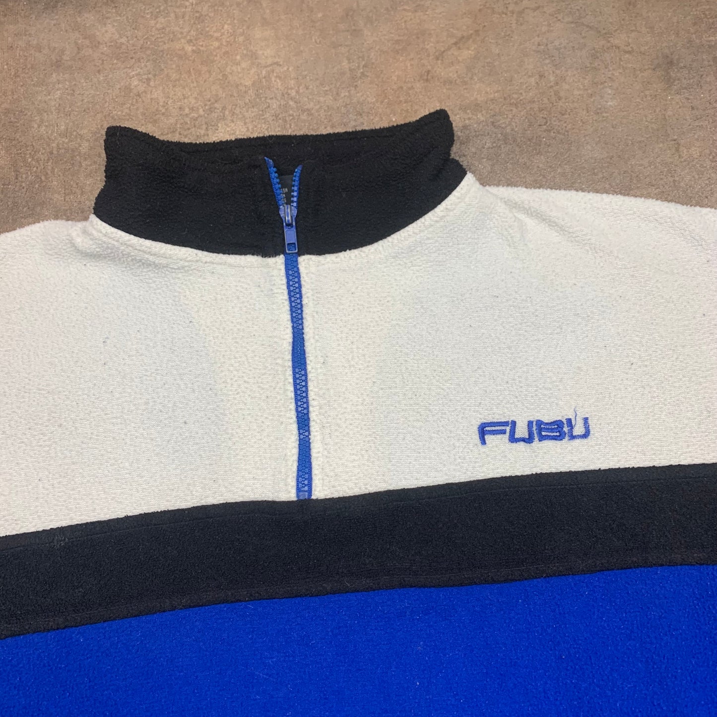 FUBU 00s navy white quarter zip fleece