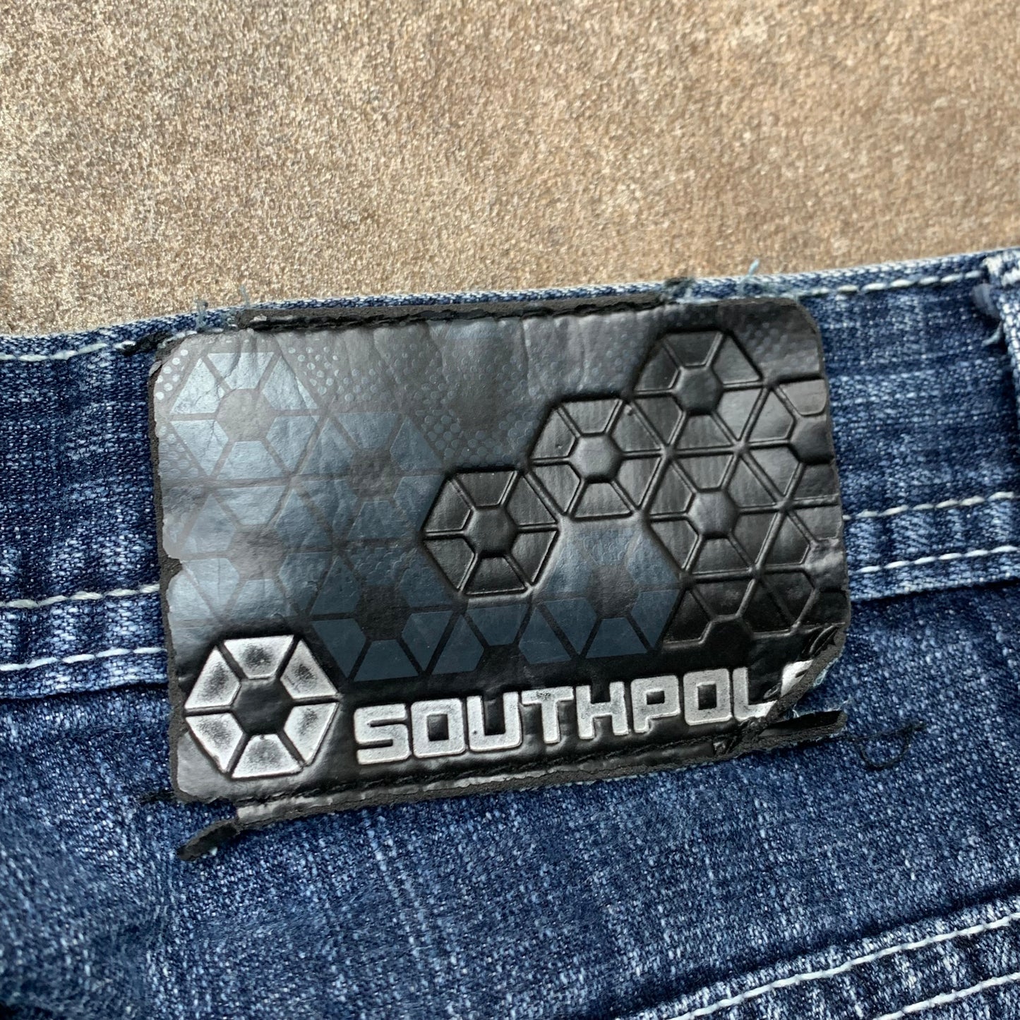 Southpole 00s navy baggy red tab jorts