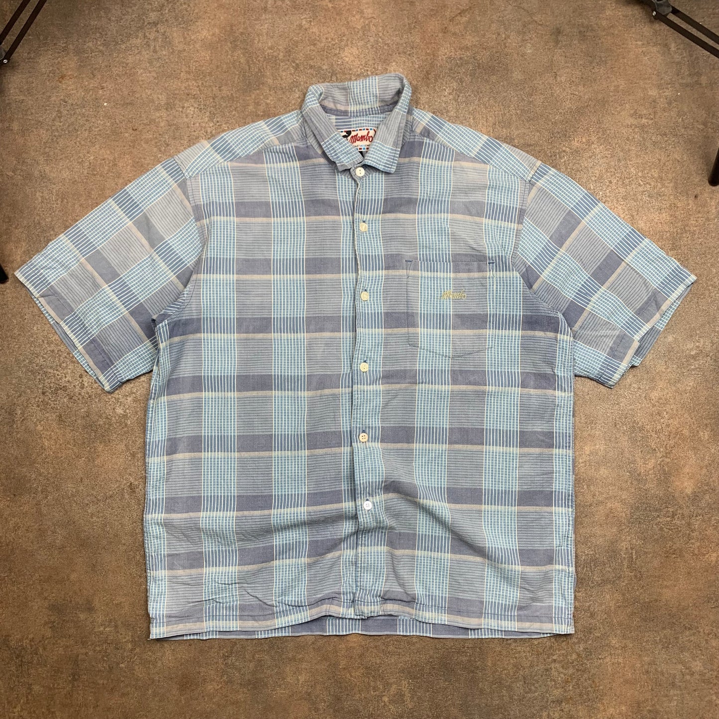Mambo 90s blue plaid boxy shirt