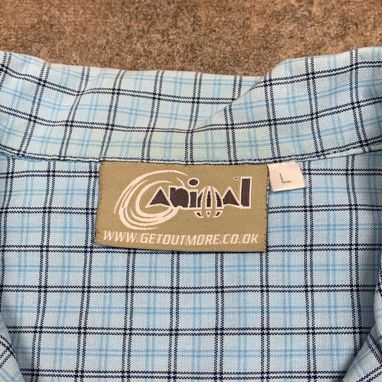 Animal 90s plaid button collar shirt
