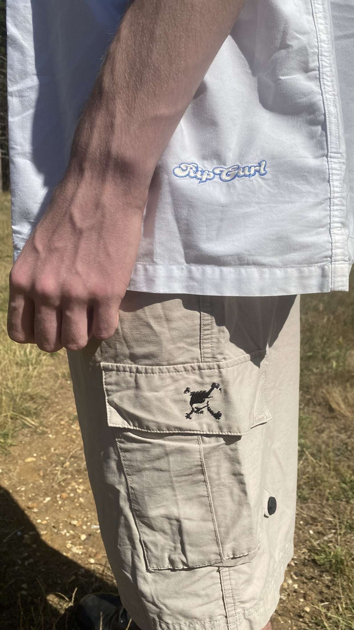 Rip Curl 00s white navy graphic floral shirt