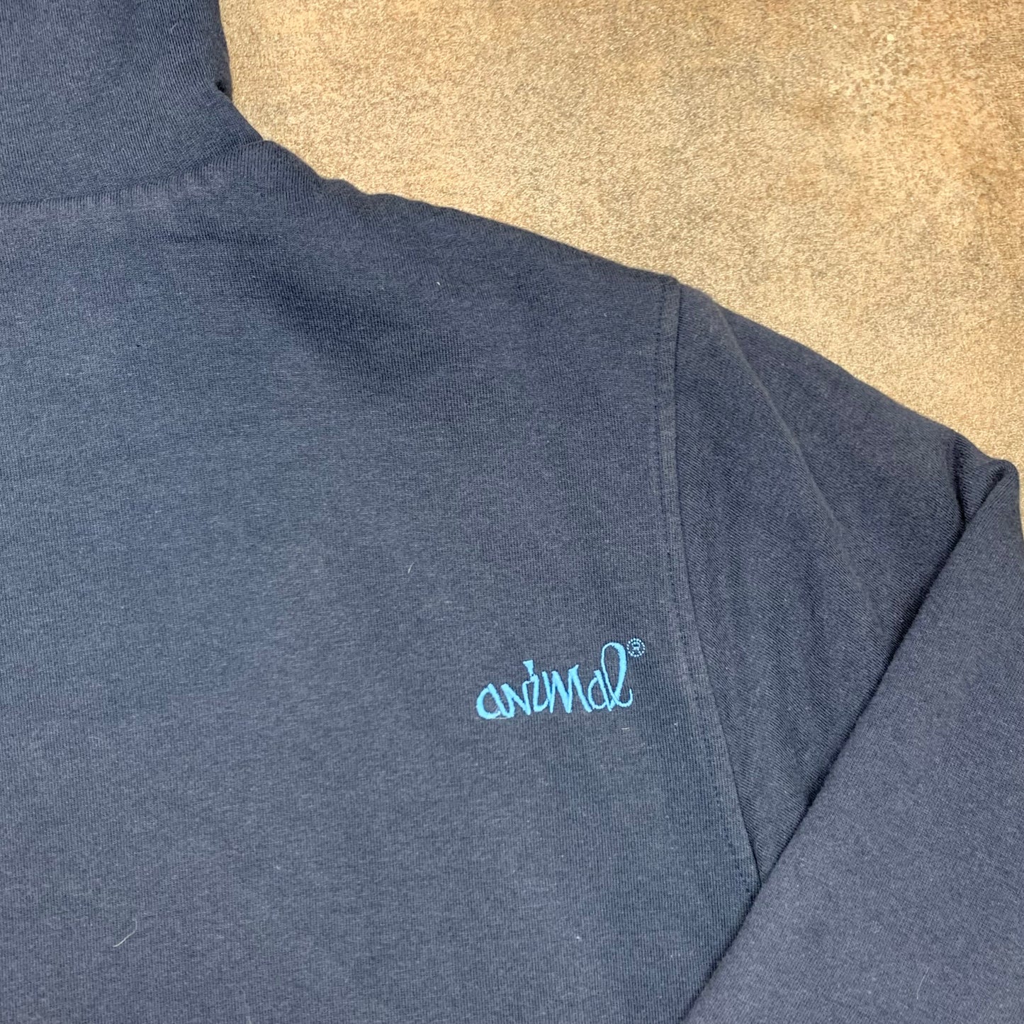 Animal 00s navy graphic fur lined hoodie