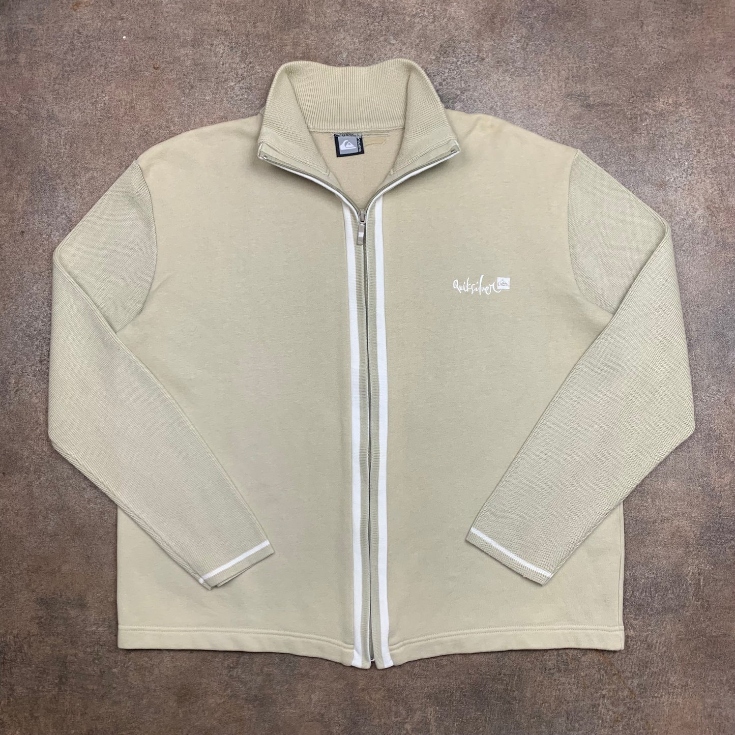 Quiksilver 90s cream boxy knit zip jumper