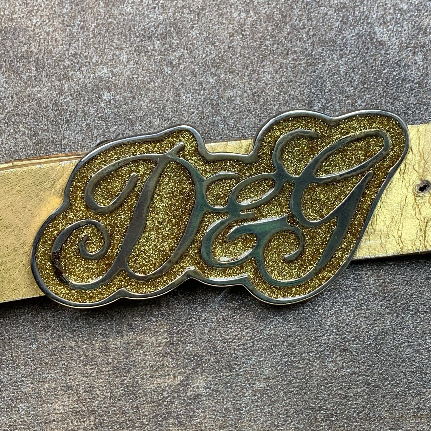 Dolce & Gabbana 00s gold buckle belt