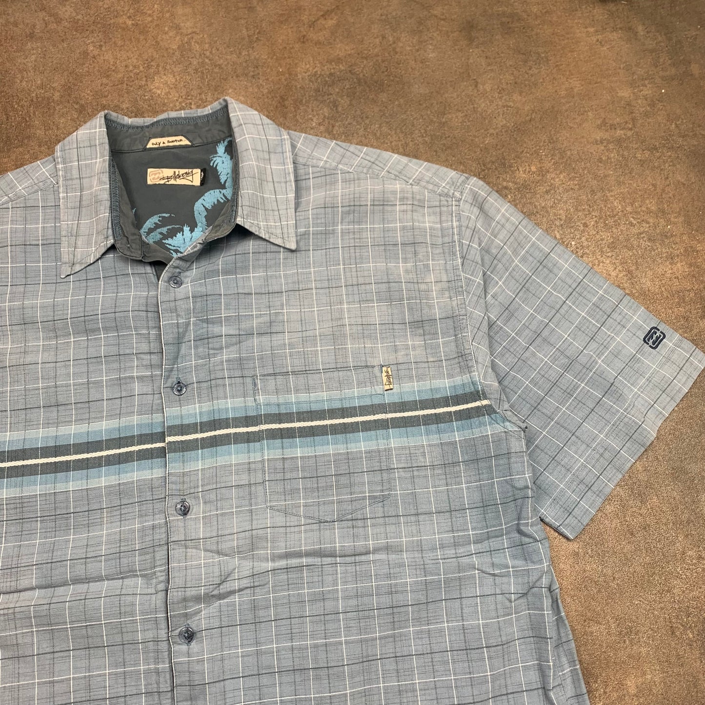 Billabong 00s blue checked button shirt