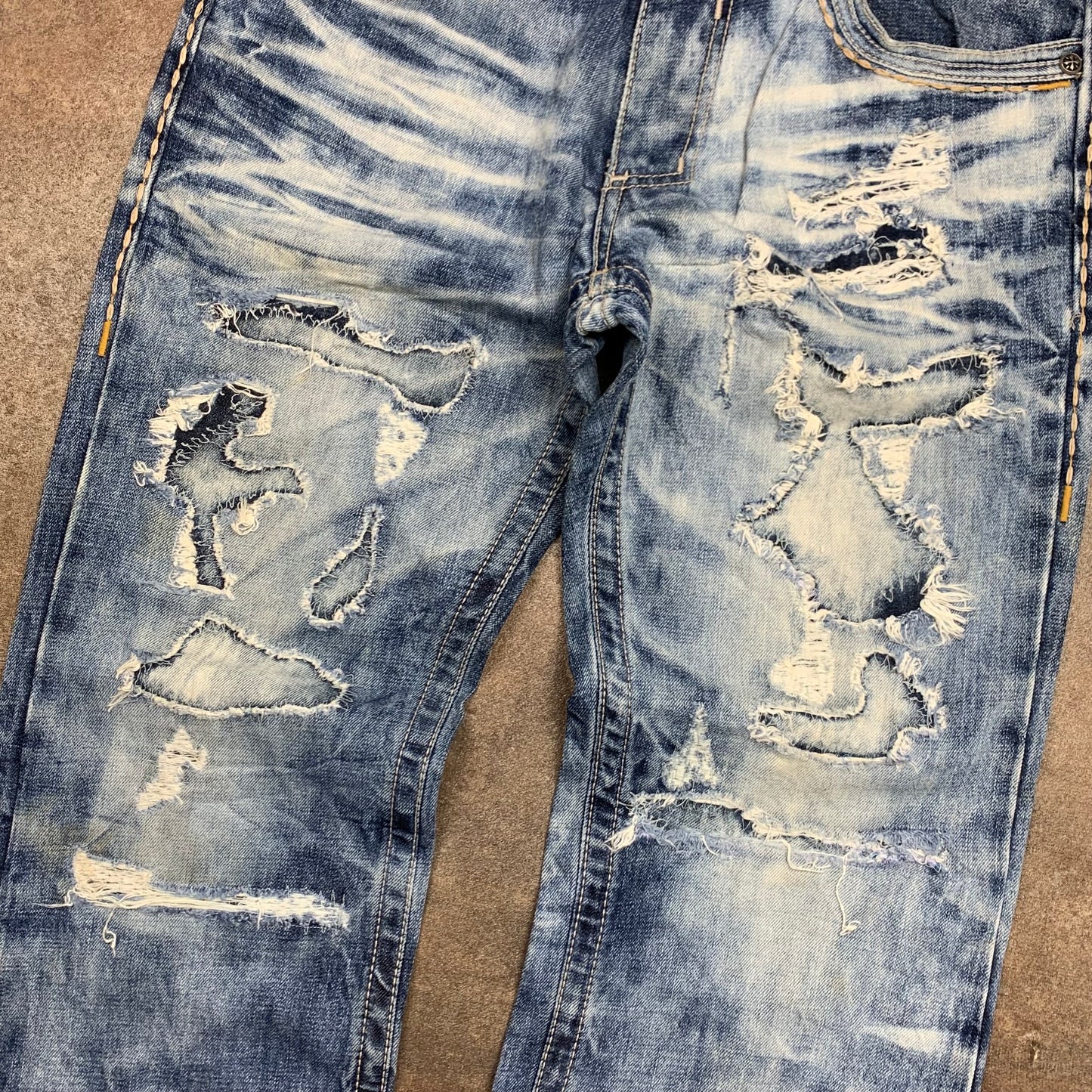 Affliction 00s light blue baggy distressed jeans