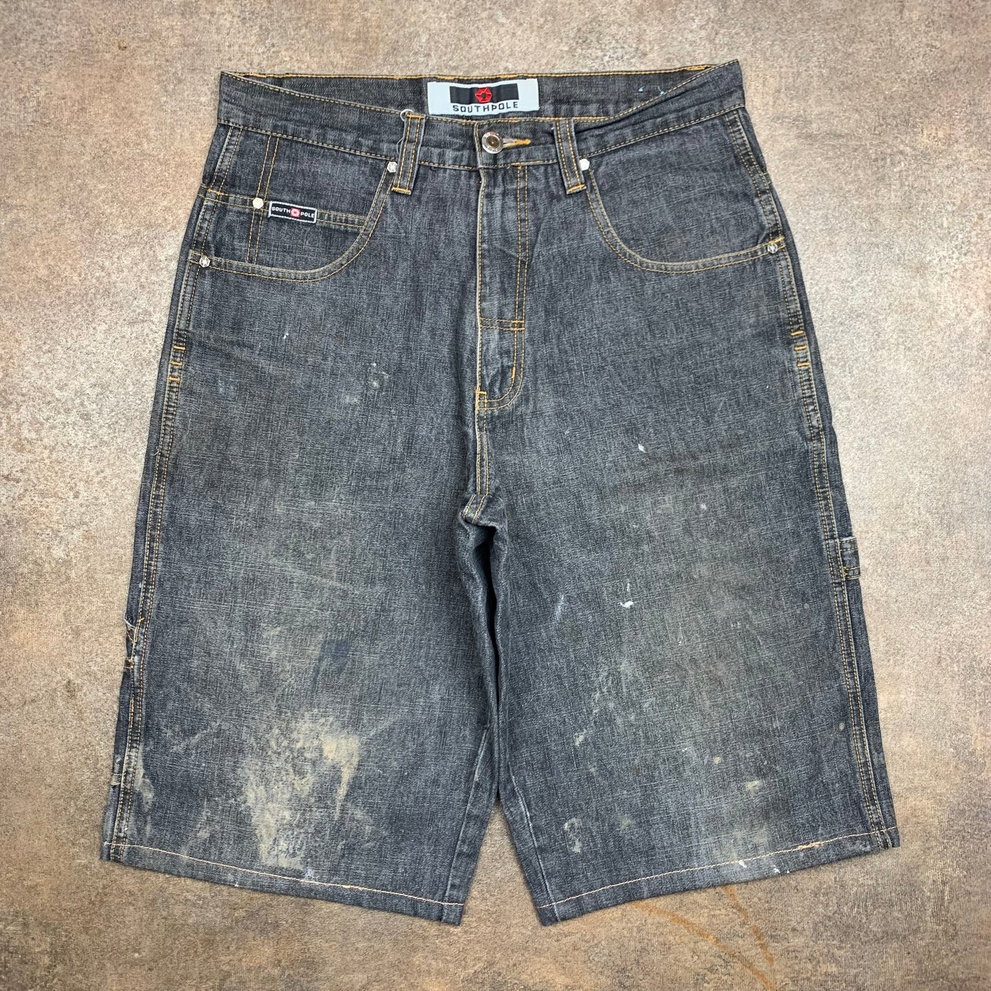 Southpole 90s black baggy graphic carpenter jorts