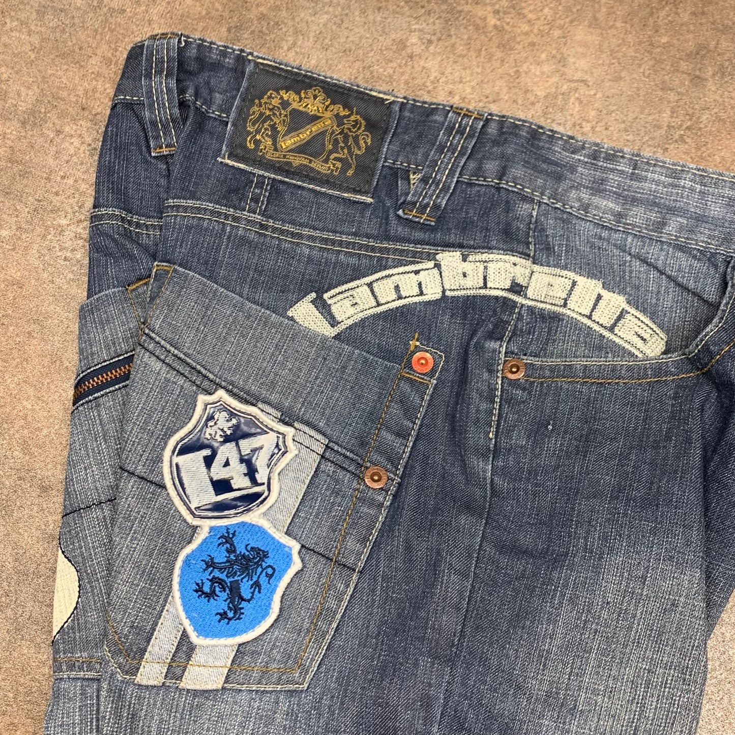 Lambretta 90s navy baggy graphic jeans