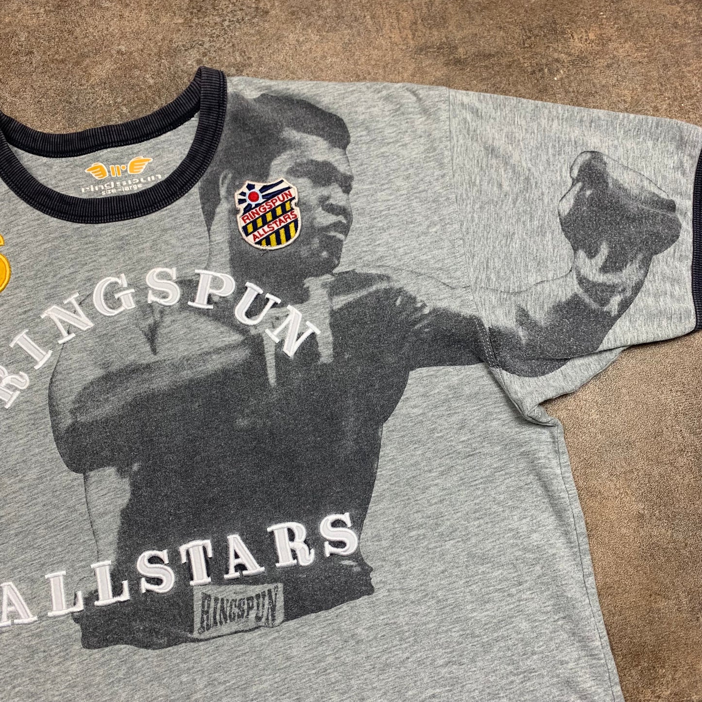 Ringspun 00s Muhammad Ali grey graphic tee