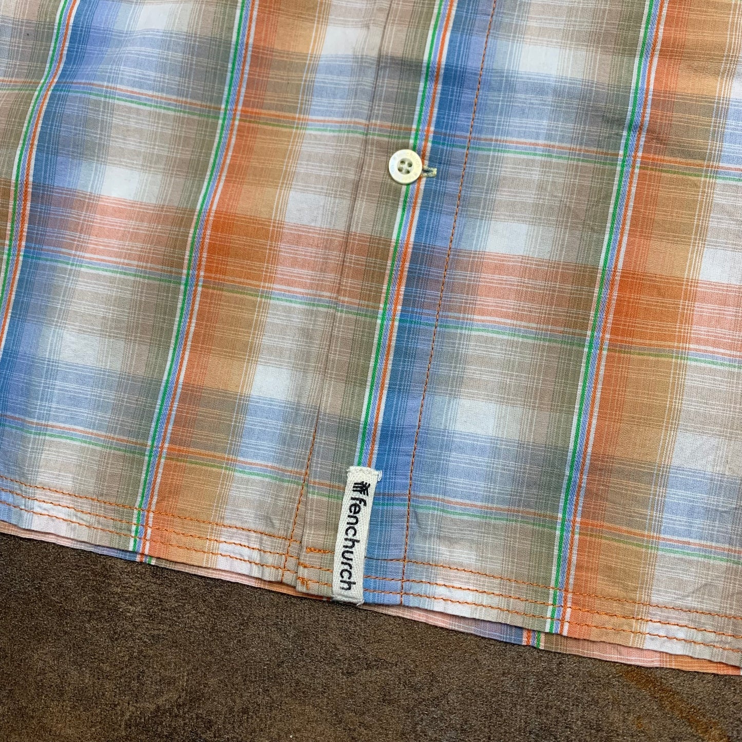 Fenchurch 00s graphic blue orange plaid shirt