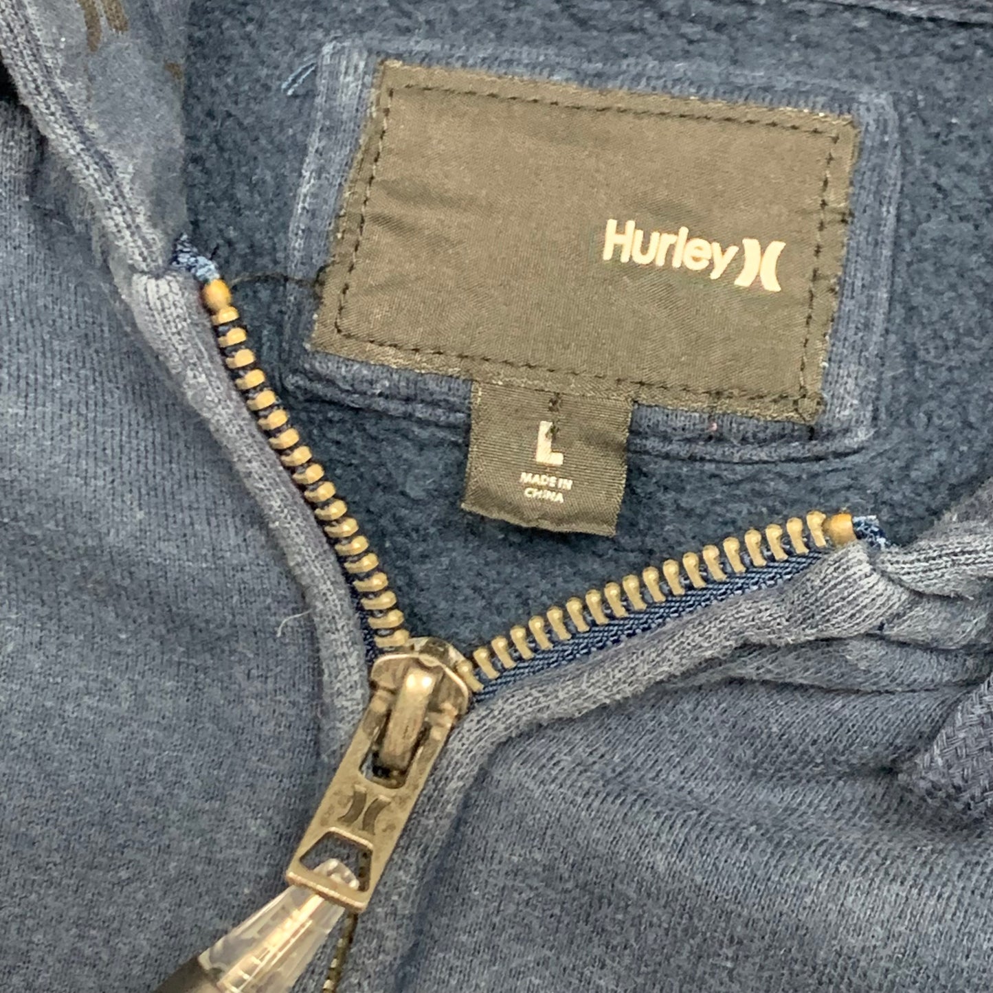 Hurley 00s navy graphic boxy zip hoodie