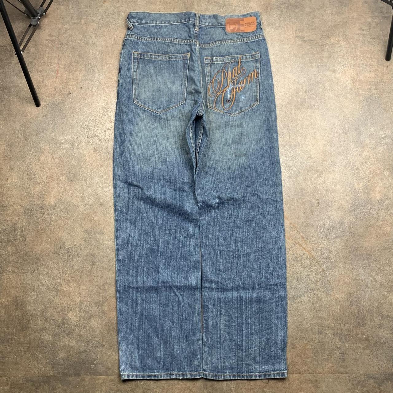 Phat Farm 00s baggy graphic blue jeans