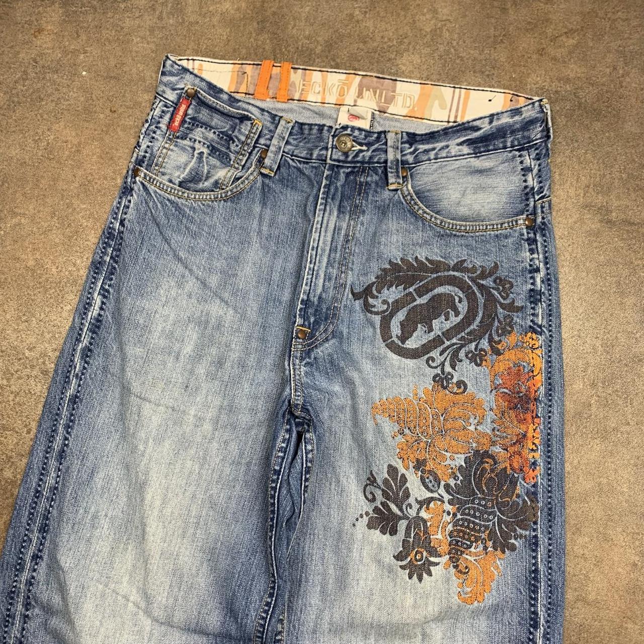Ecko Unltd. 00s baggy graphic blue denim jeans