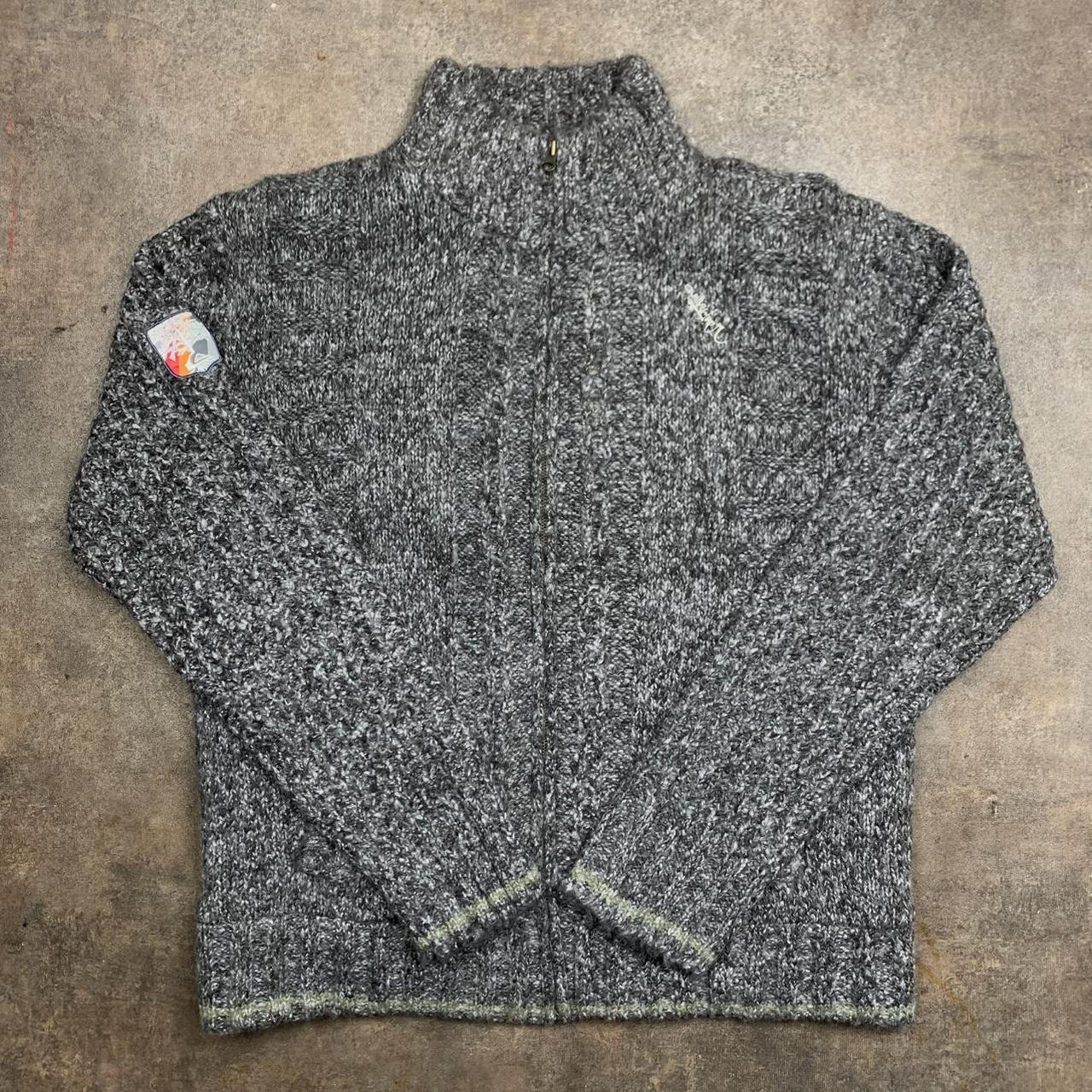 Quiksilver 00s grey lined chunky knit sweater