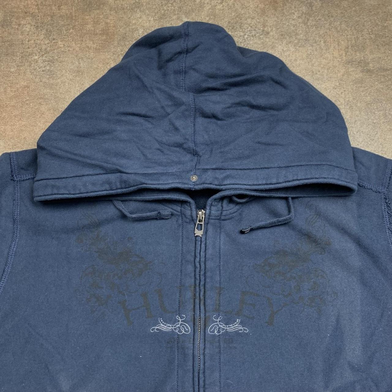 Hurley 00s navy graphic grunge boxy zip hoodie