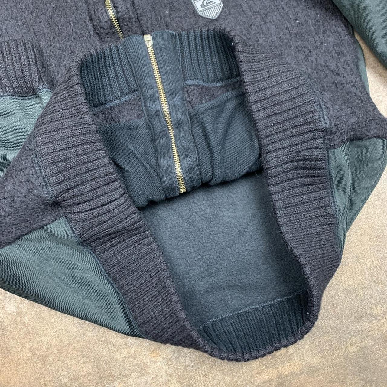 Quiksilver 00s graphic black grey knit fleece jacket