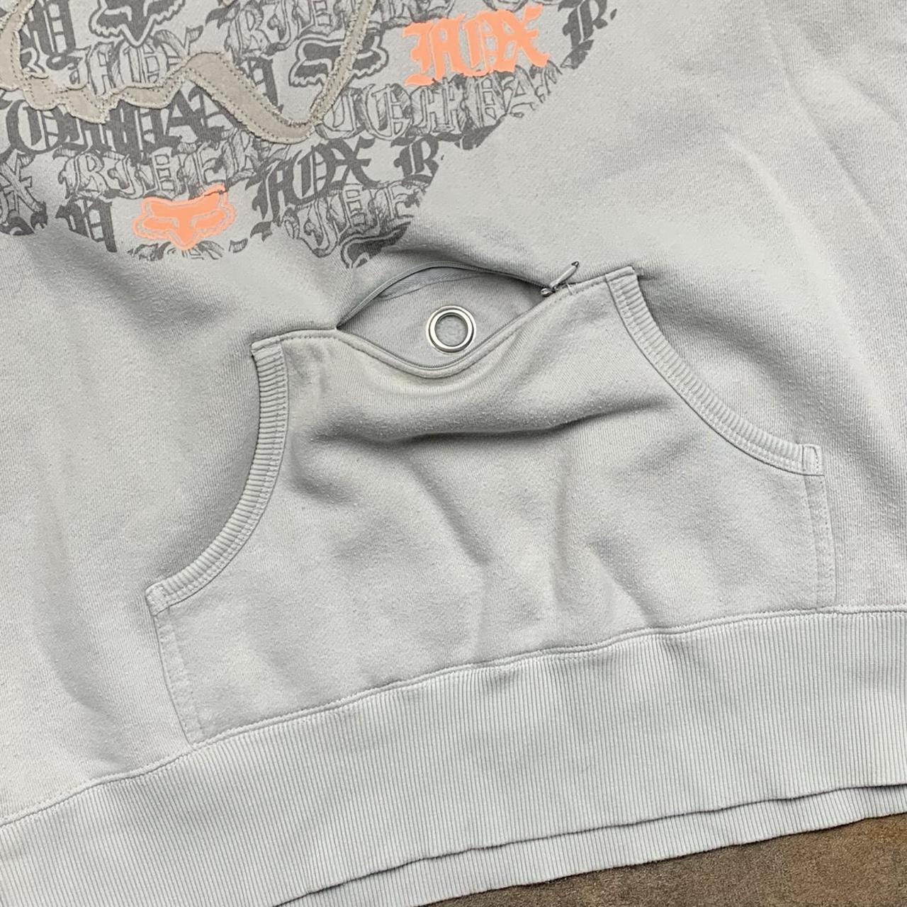 Fox Racing 00s grey baggy graphic hoodie