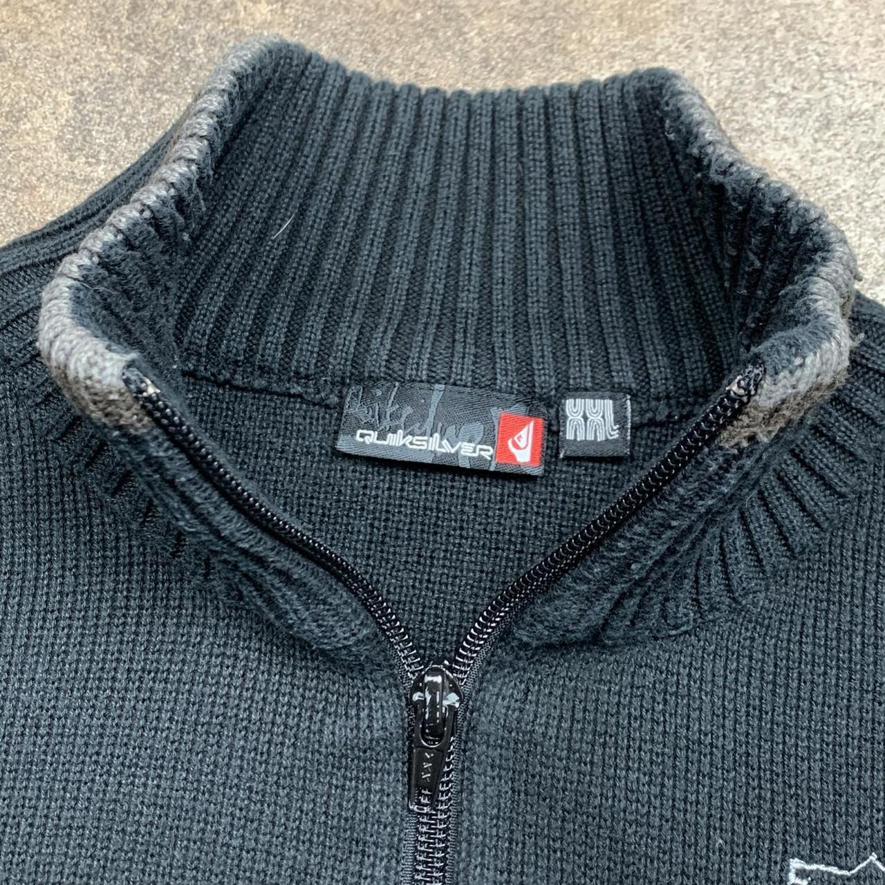 Quiksilver 00s black graphic zip knit jumper
