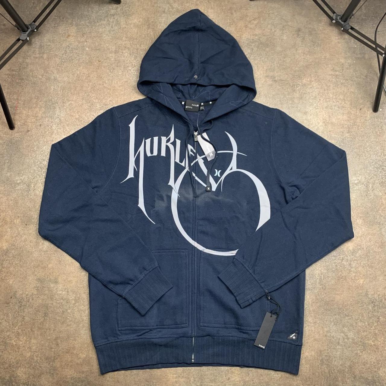 Hurley 00s navy grunge graphic zip hoodie