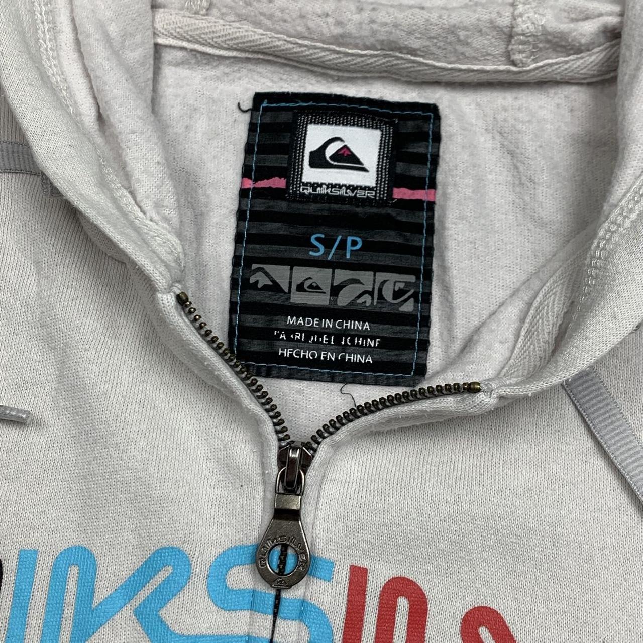 Quiksilver 00s white graphic boxy zip hoodie