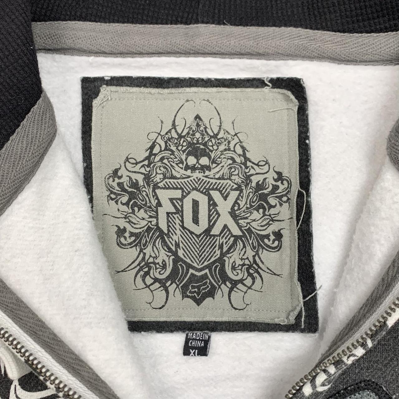 Fox Racing 00s white black grunge zip hoodie