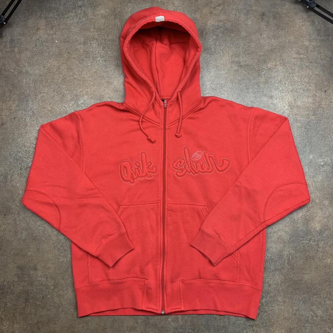 Quiksilver 90s red graphic boxy zip hoodie