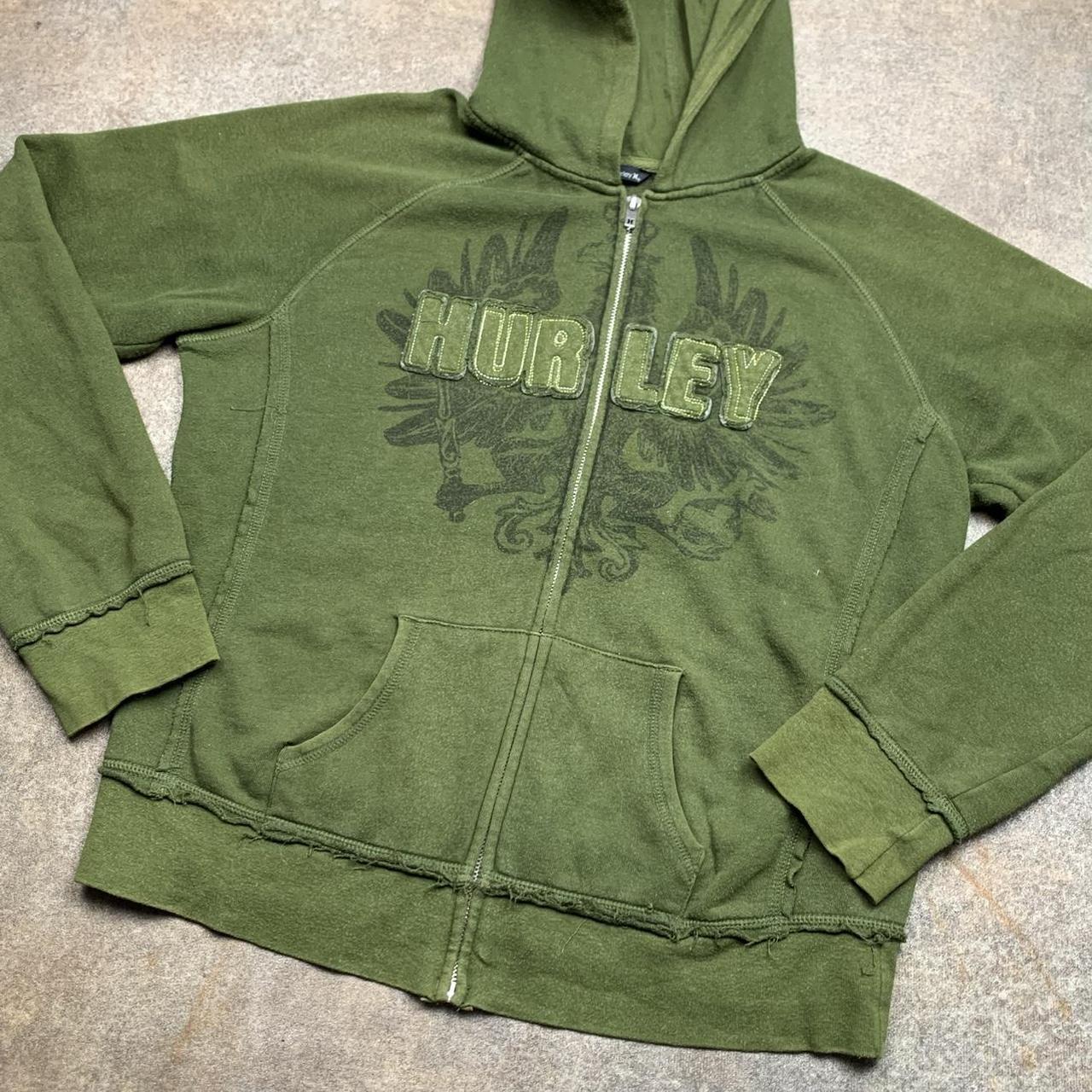 Hurley 00s graphic khaki zip hoodie