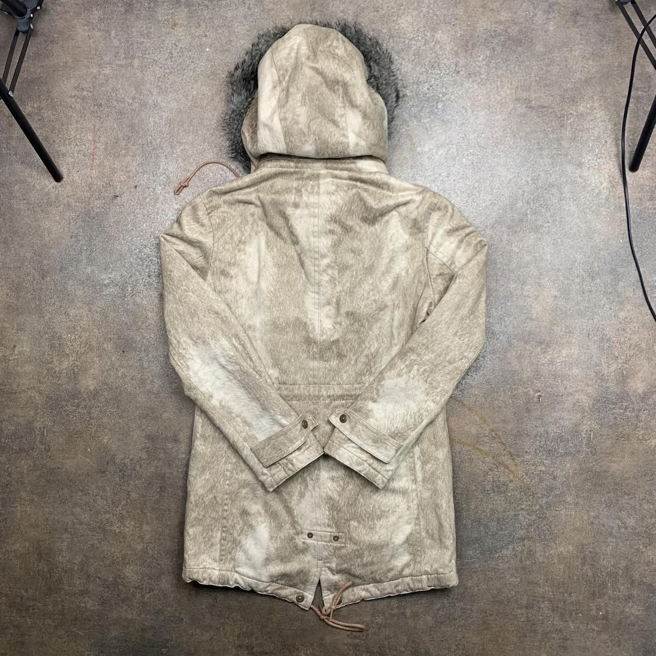 Tornado Mart 00s cream beige brushed fur hood long parka
